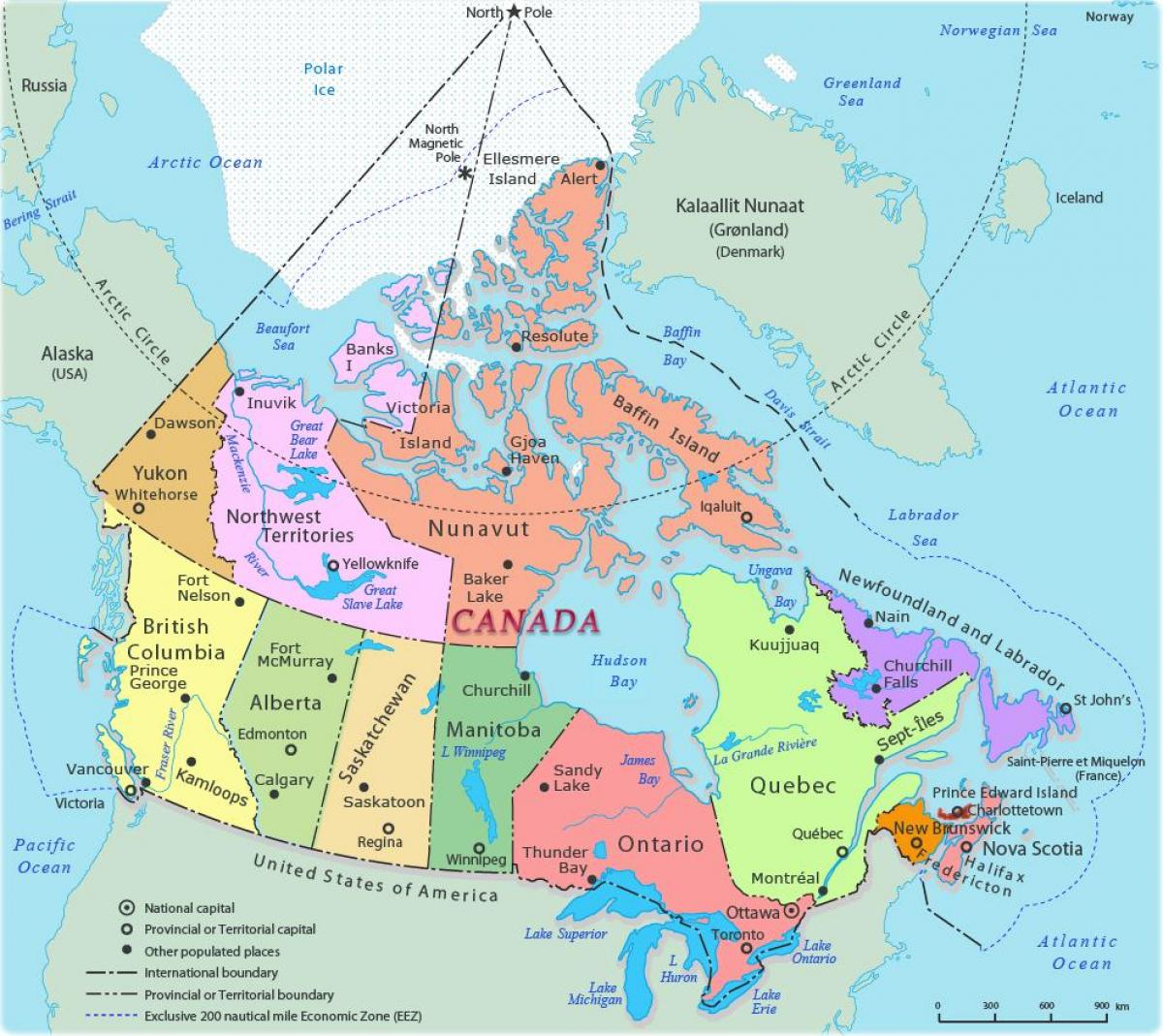 Canada op een kaart