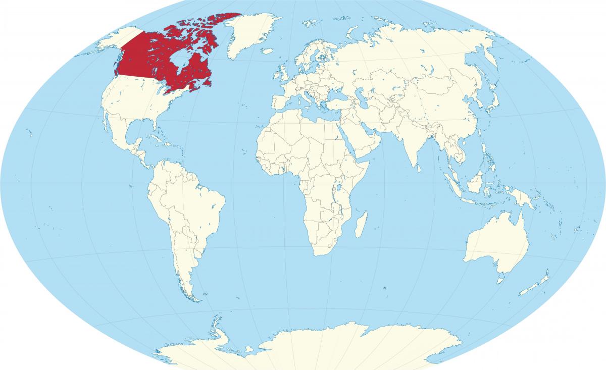 Ligging van Canada op de wereldkaart