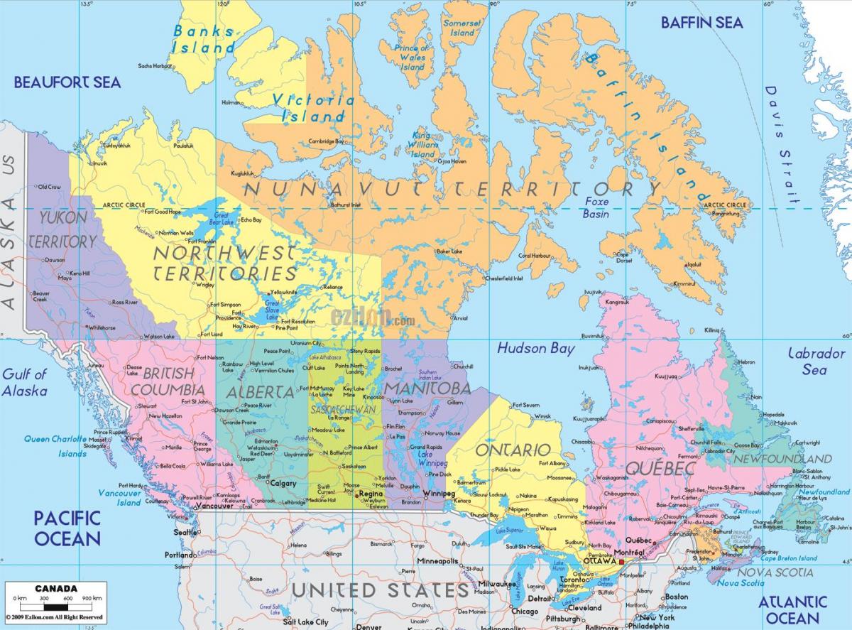 Grote kaart van Canada